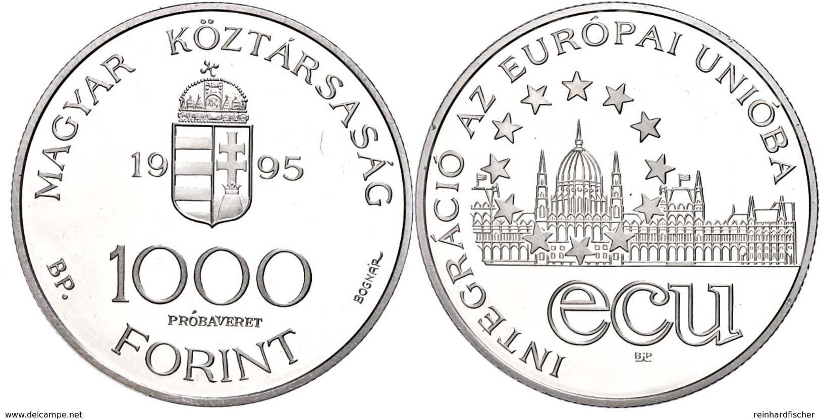 651 1000 Forint, Silber, 1995, Probe, Parlament, Vgl. KM 720, In Kapsel, Min Angelaufen, Wz. Kratzer, PP.  PP - Sonstige & Ohne Zuordnung