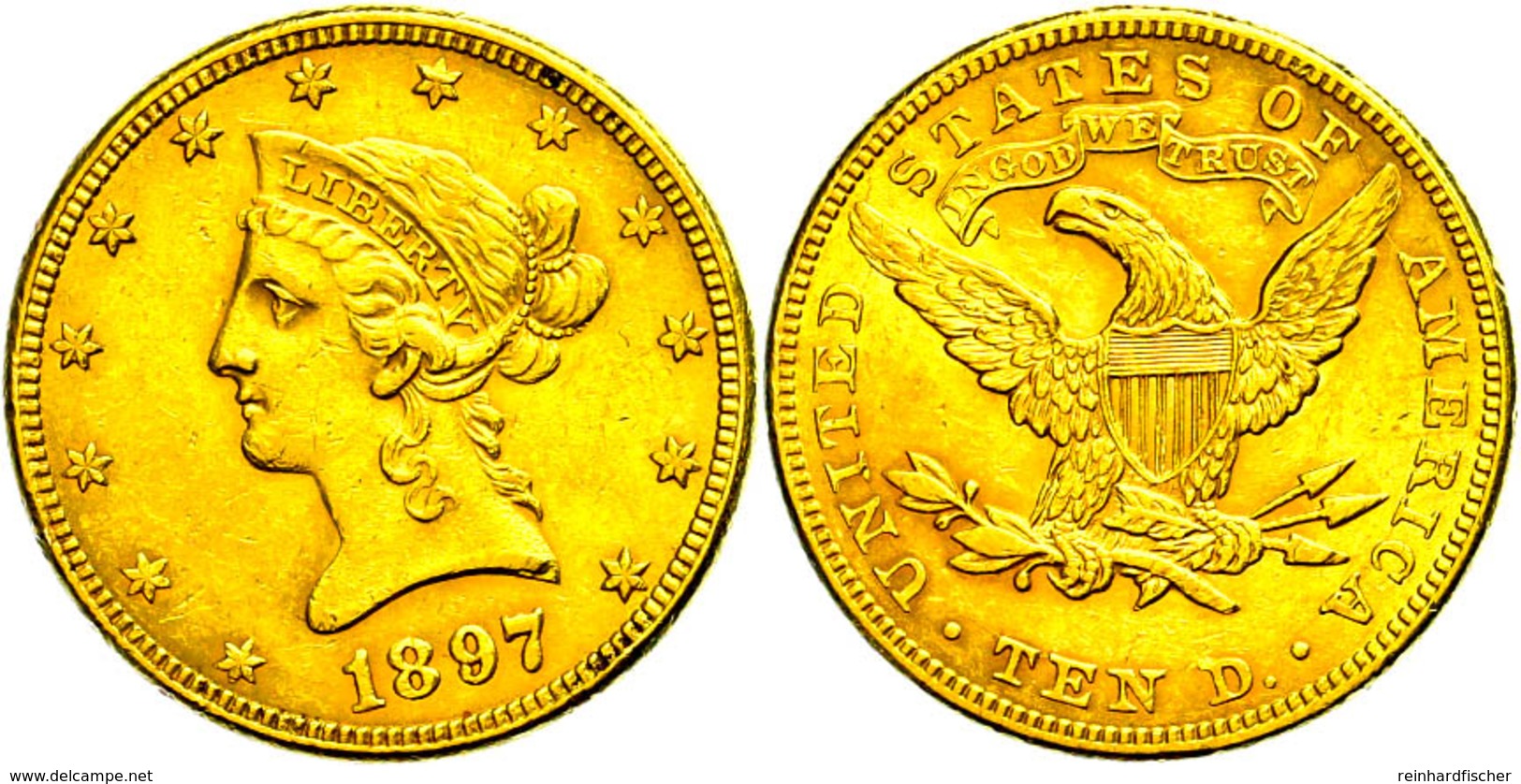 653 10 Dollars, Gold, 1897, Philadelphia, Fb. 158, Ss.  Ss - Sonstige & Ohne Zuordnung