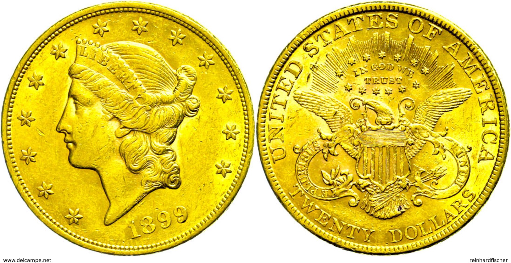 656 20 Dollar, Gold, 1899, Philadelphia, Fb. 178, Kl. Rf., Ss+. - Other & Unclassified