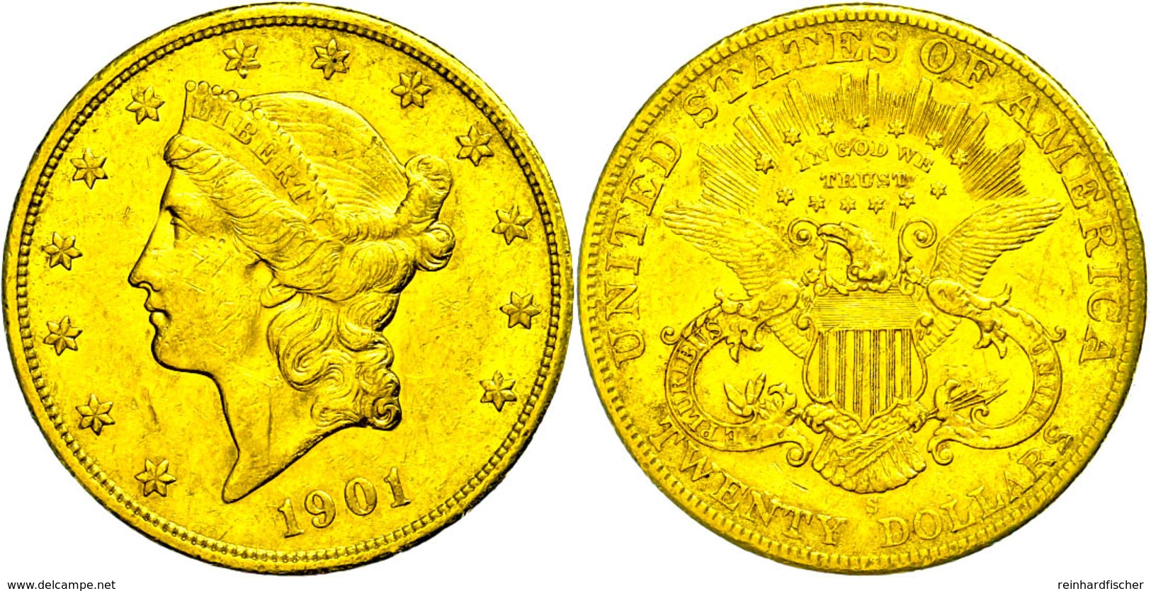 657 20 Dollars, Gold, 1901, San Francisco, Fb. 178, Randfehler, Ss.  Ss - Sonstige & Ohne Zuordnung