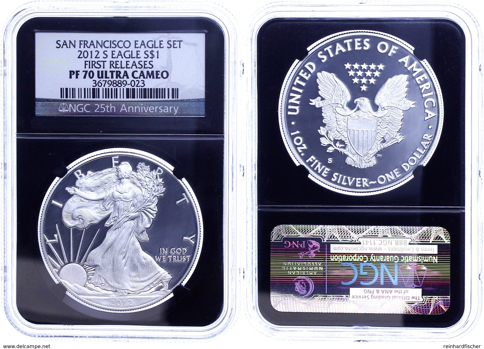 684 Dollar, 2012, S, Silver Eagle, In Slab Der NGC Mit Der Bewertung PF70 Ultra Cameo, First Releases, Black Core. - Other & Unclassified