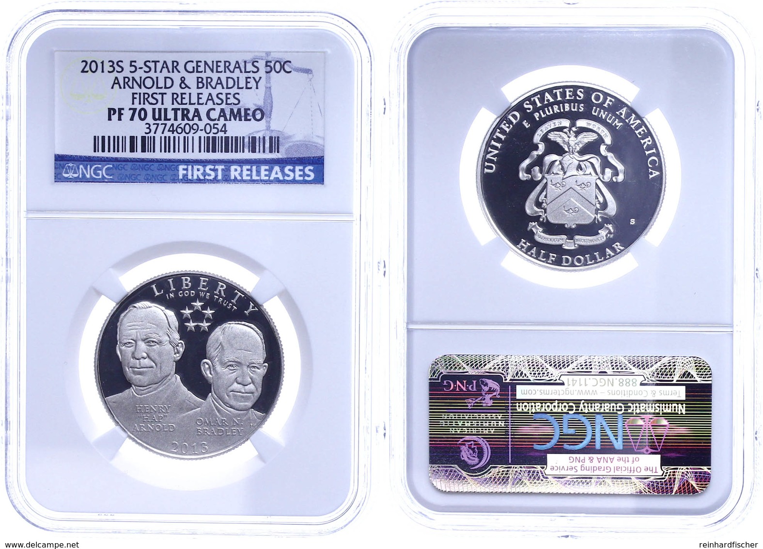 707 1/2 Dollar, 2013, S, Arnold/Bredley, In Slab Der NGC Mit Der Bewertung PF70 Ultra Cameo, First Releases. - Andere & Zonder Classificatie