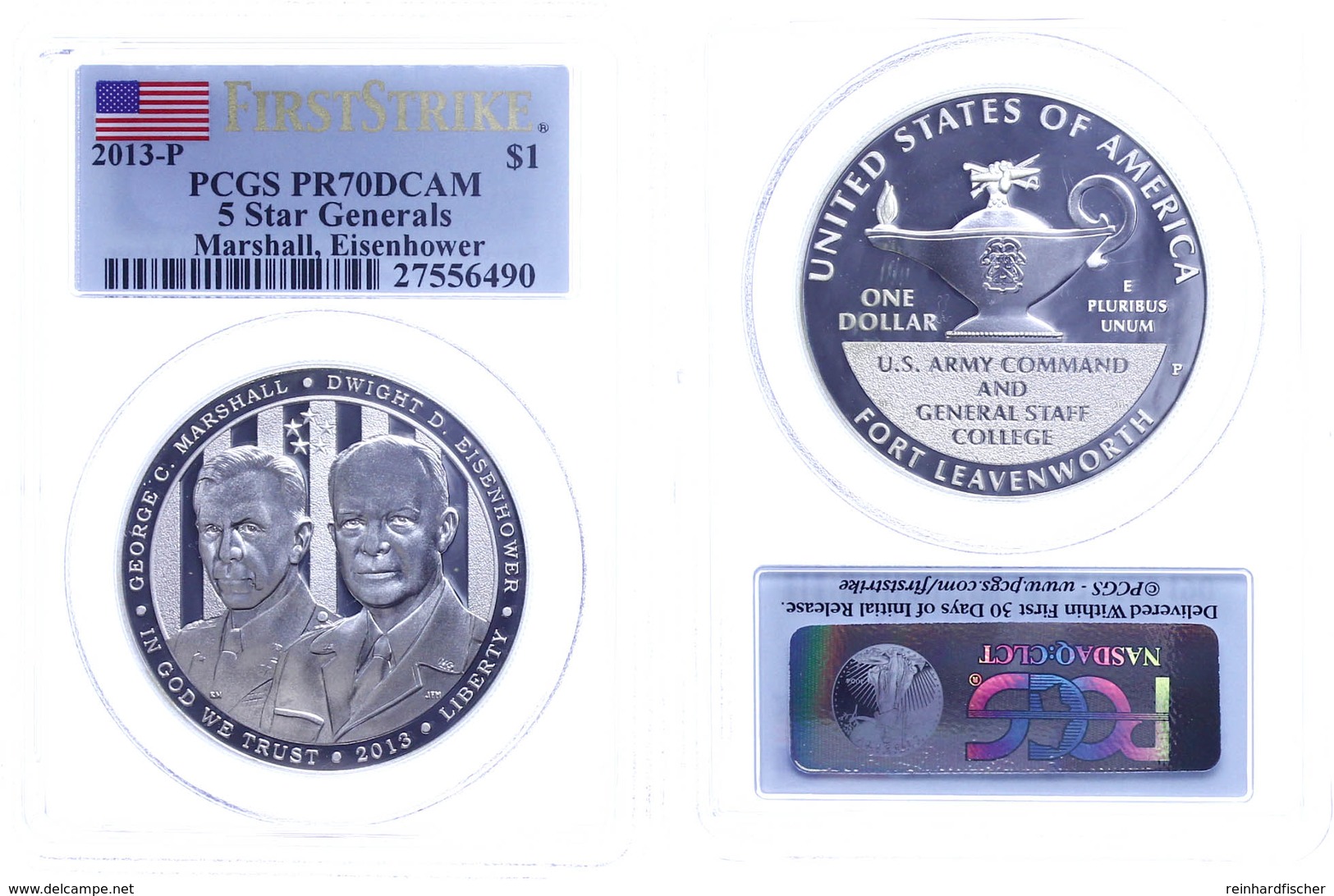 708 Dollar, 2013, P, 5 Star General Eisenhower, In Slab Der PCGS Mit Der Bewertung PR70DCAM, First Strike, Flag Label. - Andere & Zonder Classificatie