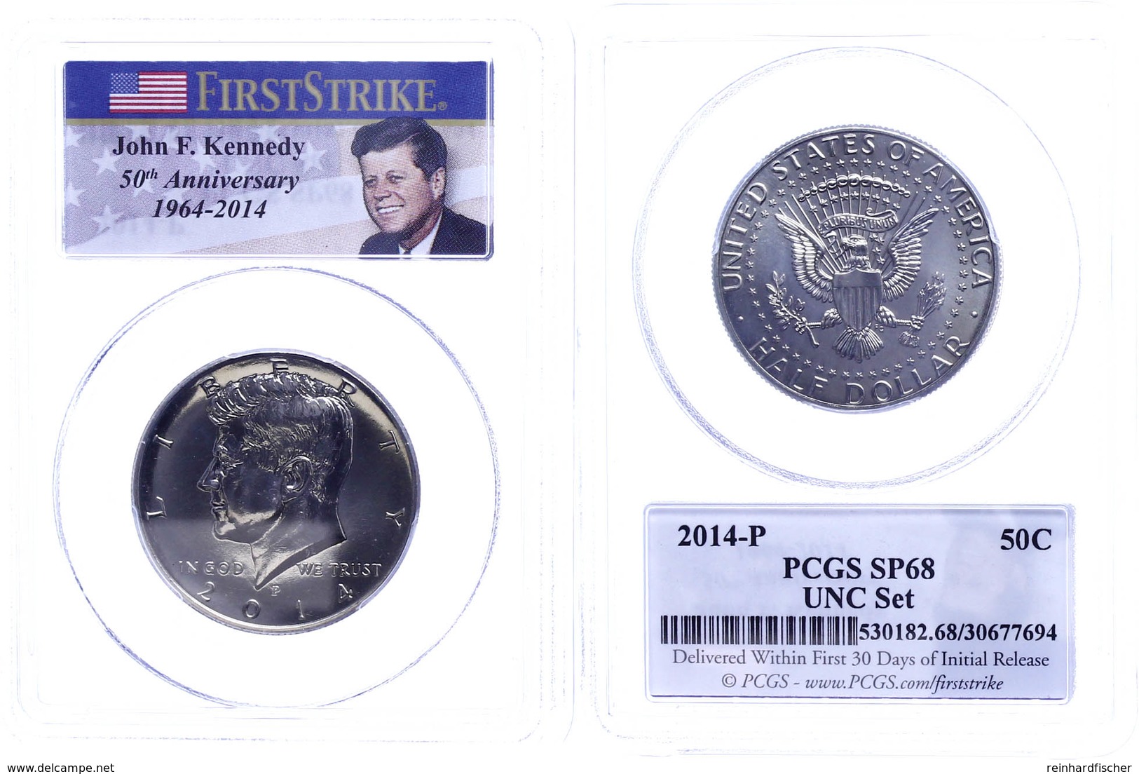 734 1/2 Dollar, 2014, P, Kennedy, In Slab Der PCGS Mit Der Bewertung SP70, UNC Set, Kennedy Label. - Other & Unclassified