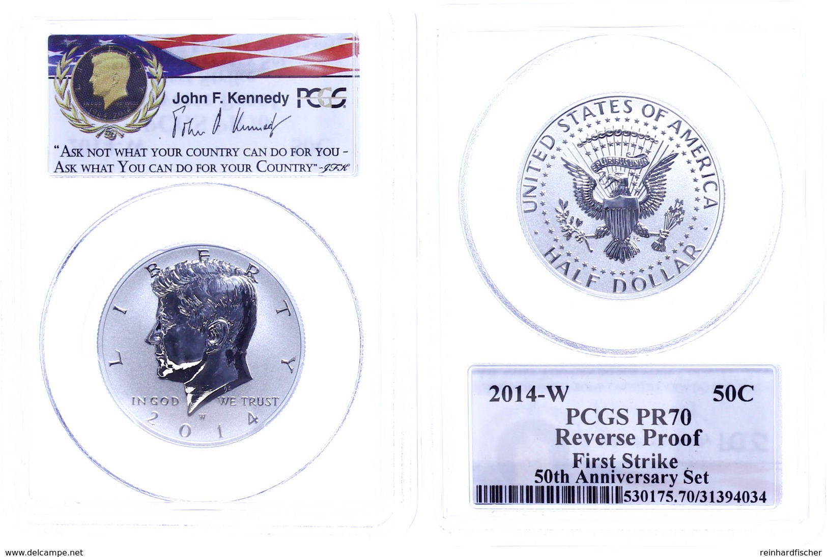 737 1/2 Dollar, 2014, W, Kennedy, In Slab Der PCGS Mit Der Bewertung PR70, Reverse Proof, First Strike. - Sonstige & Ohne Zuordnung