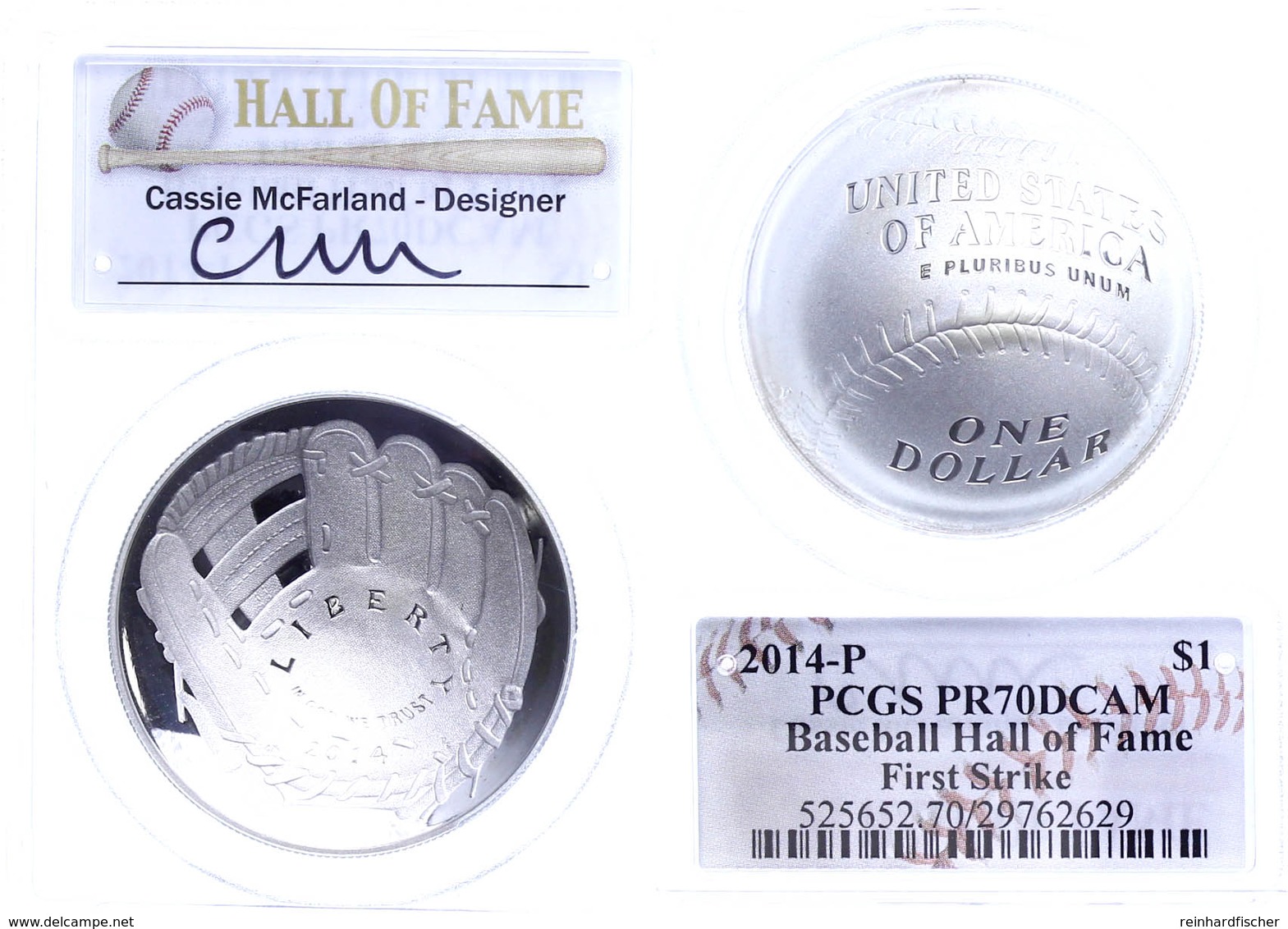 740 Dollar, 2014, P, Baseball Hall Of Fame, In Slab Der PCGS Mit Der Bewertung PR70DCAM, First Strike, Cassie McFarland  - Sonstige & Ohne Zuordnung