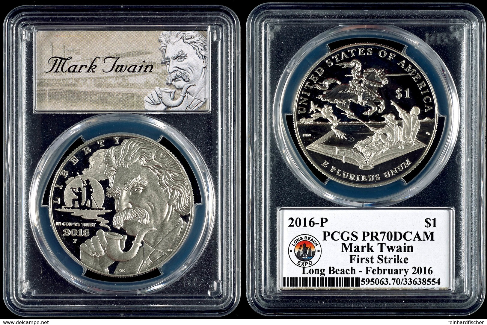 776 1 Dollar, 2016, P, Mark Twain, In Slab Der PCGS Mit Der Bewertung PF70DCAM, First Strike, Long Beach - Februar, Mark - Other & Unclassified