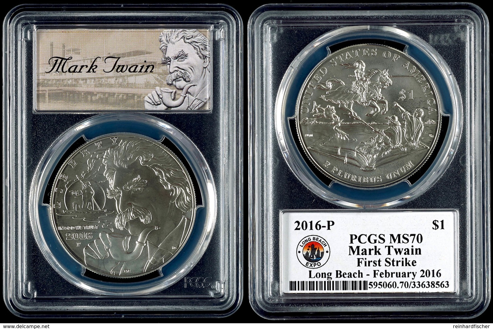 787 Dollar, 2016, P, Mark Twain, In Slab Der PCGS Mit Der Bewertung MS70, First Strike, Long Beach - Februar, Mark Twain - Sonstige & Ohne Zuordnung