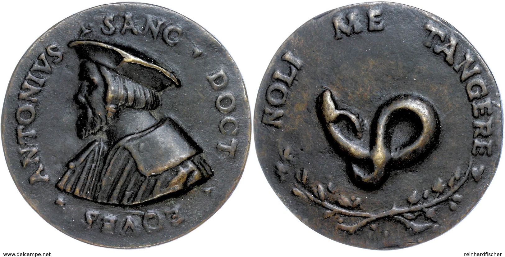 816 Medizin, Bronze-Guss-Medaille (57 Mm, 89,9 G), O.J., Sankt Antonius Ritter Und Doktor, Av: Brustbild Nach Links, Rev - Sonstige & Ohne Zuordnung