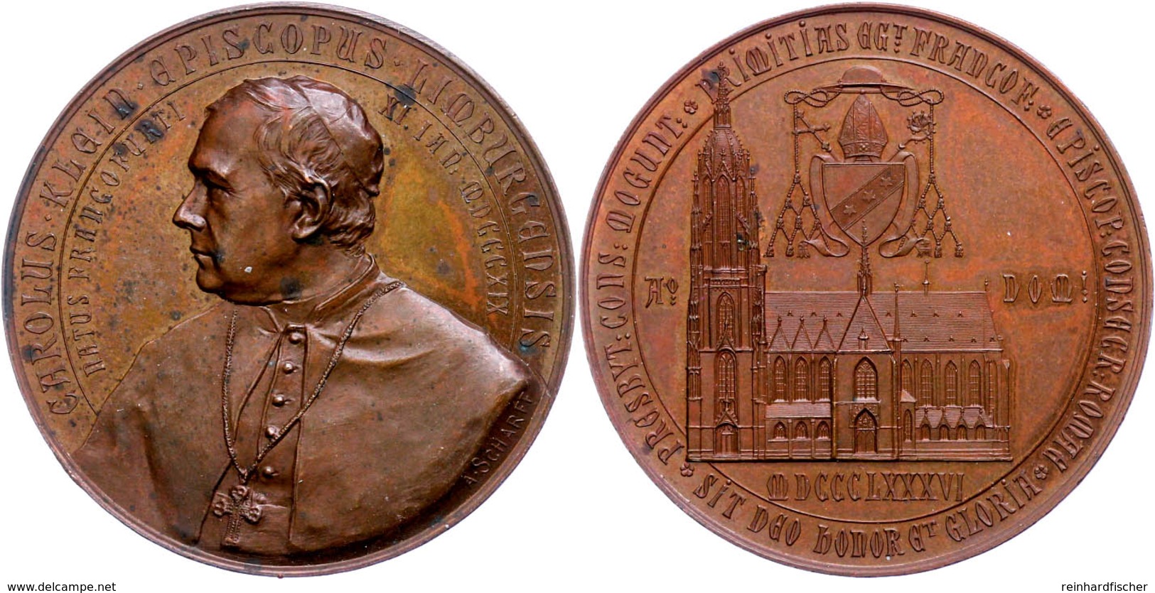 826 Limburg, Bronzemedaille (Dm. Ca. 44,10mm, Ca. 30,05g), Von A. Scharff, Auf Den Bischoff Karl Klein. Av: Brustbild Na - Other & Unclassified