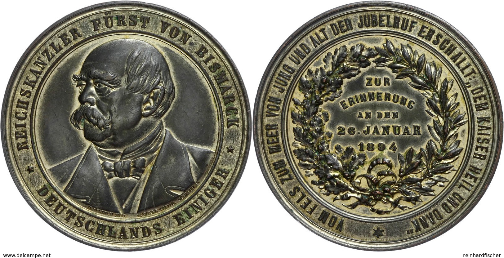 832 Bronzemedaille Teilvergoldet (50 Mm, 59,9 G), 1894, Von H. Dürrich, Zur Erinnerung An Die Aussöhnung Mit Wilhelm II. - Sonstige & Ohne Zuordnung