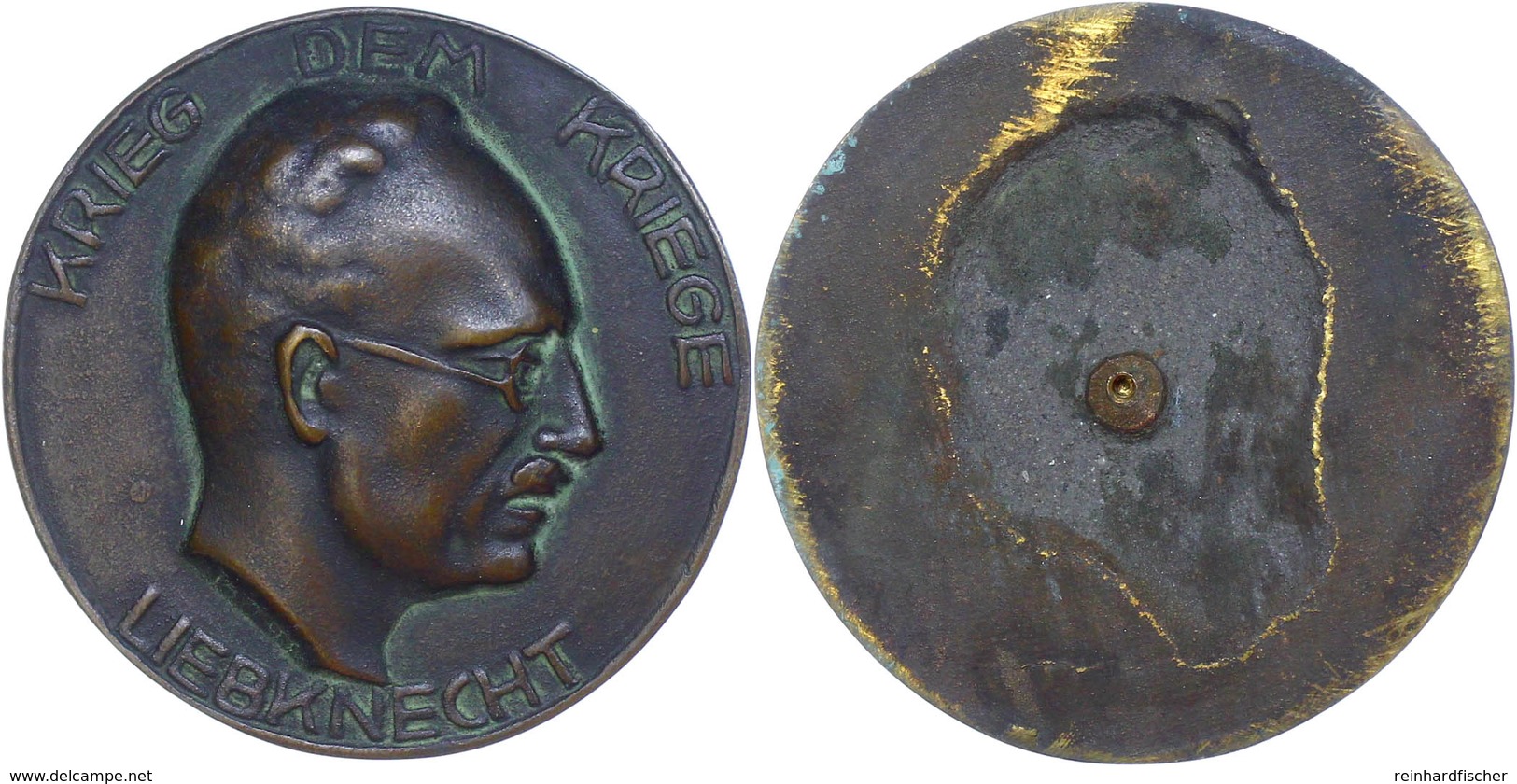 838 Einseitige Bronze-Guss-Medaille (76x56 Mm, 59 G), O.J., Karl Liebknecht 1871-1919m Av: Kopf Nach Links, Vz.  Vz - Andere & Zonder Classificatie