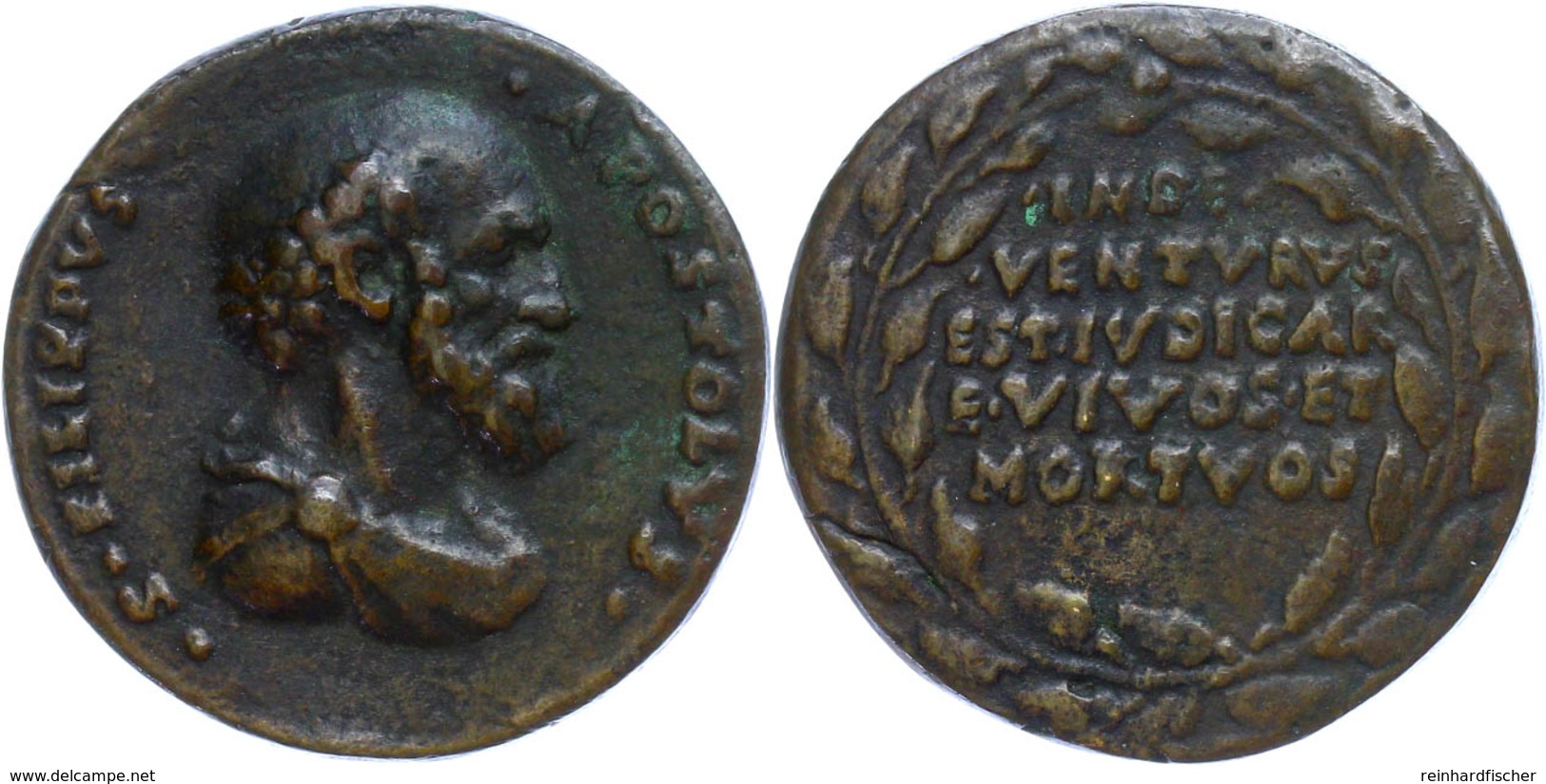 841 Italien, Bronze-Guss-Medaille (38,5 Mm, 31,7 G), O.J. Um 1550, Apostel Philipus, Av: Brustbild Nach Rechts, Rev: Sch - Sonstige & Ohne Zuordnung