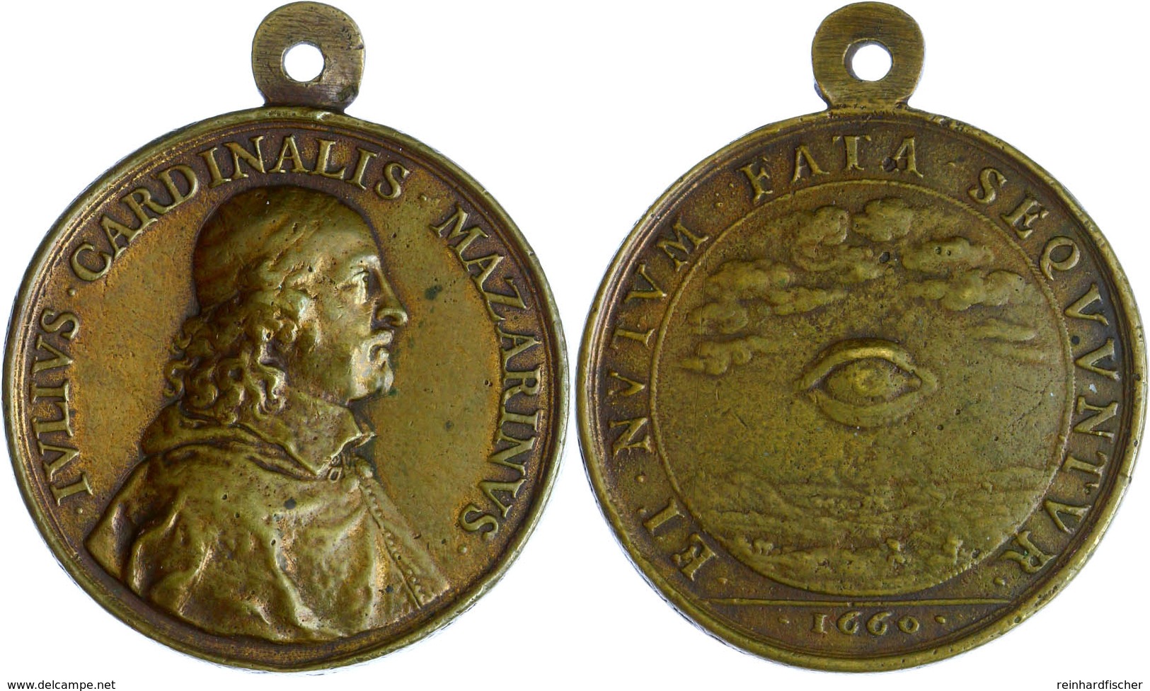 843 Frankreich, Bronze-Guss-Medaille (50 Mm, 50 G), 1660, Julius Cardinalis Mazarinus 1602-1661, Französischer Politiker - Other & Unclassified
