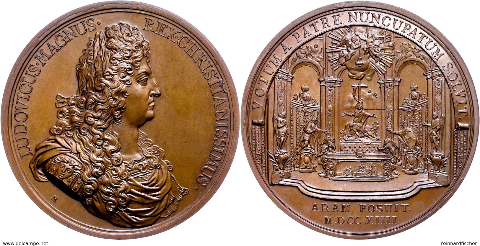 845 Frankreich, Kupfermedaille (Dm. Ca. 69,50mm, Ca. 157,86g), 1713, Von Dollin. Av: Brustbild Nach Rechts, Darum Umschr - Sonstige & Ohne Zuordnung