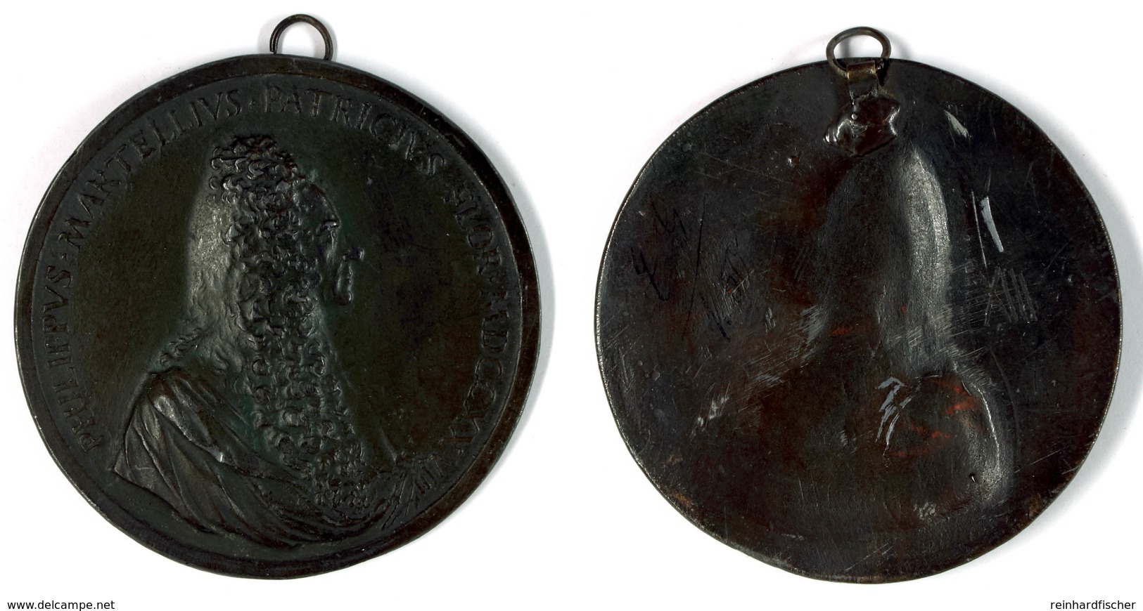 846 Italien, Zinn-Guss-Medaille (81 Mm, 115,2 G), 1728, Von A. Selvi Unsigniert, Philippus Martellius Patricius Florenz, - Sonstige & Ohne Zuordnung