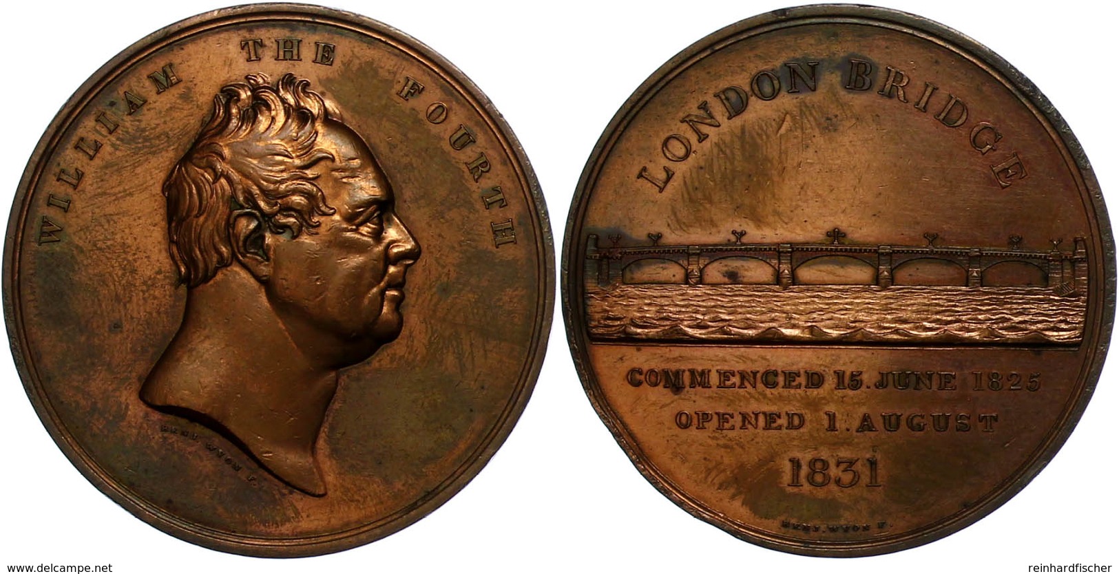 877 Großbritannien, William IV., Kupfermedaille  (Durchmesser Ca. 51mm, 57,90g),1831,  Von F. Wyon, Auf Die Eröffnung De - Sonstige & Ohne Zuordnung