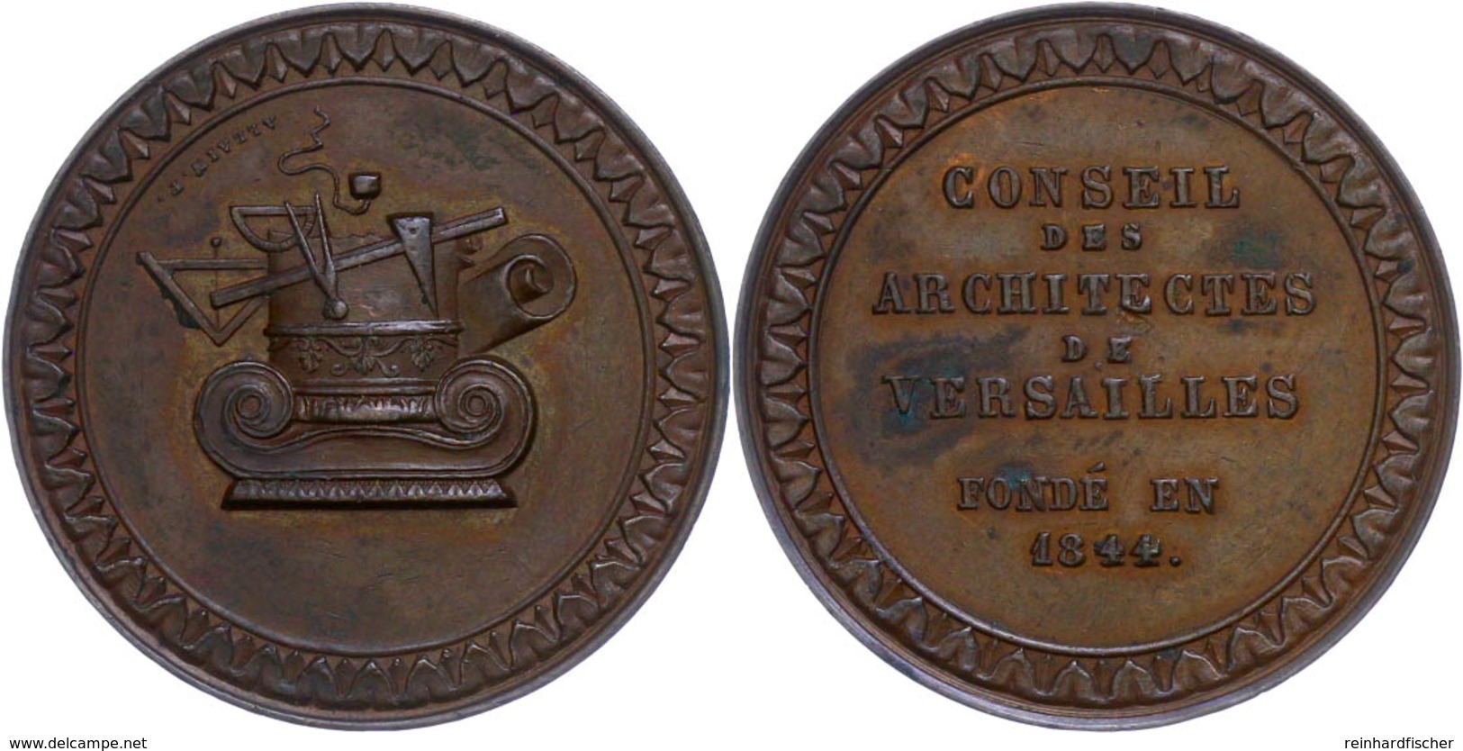890 Frankreich, Bronzemedaille (Dm. Ca. 34,90mm, Ca. 20,26g), 1844, Von F. Allain. Av: Kapitel, Darum Architektonische G - Andere & Zonder Classificatie