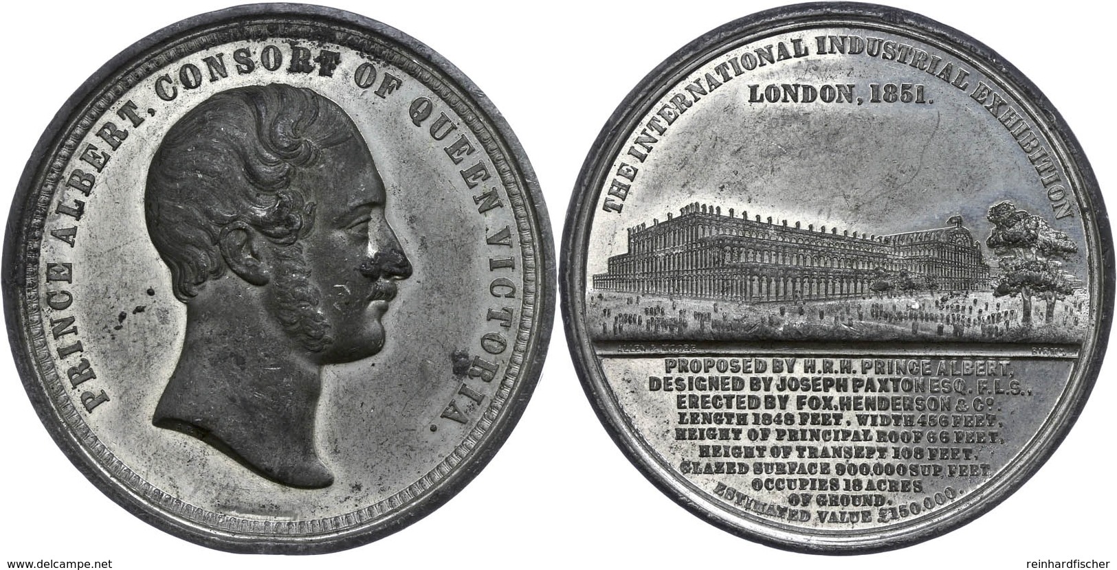 900 Großbritannien, Zinnmedaille (Dm. Ca. 51,10mm, Ca. 35,95g), 1851, Von Allan & Moore, Auf Die Internationale Industri - Sonstige & Ohne Zuordnung