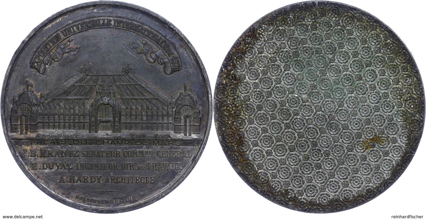 948 Frankreich, Zinnmedaille (Dm. Ca. 52mm, Ca. 45,67g), 1878, Signiert Massonnet Éditeur. Av: Ansicht Des Palais Du Cha - Sonstige & Ohne Zuordnung