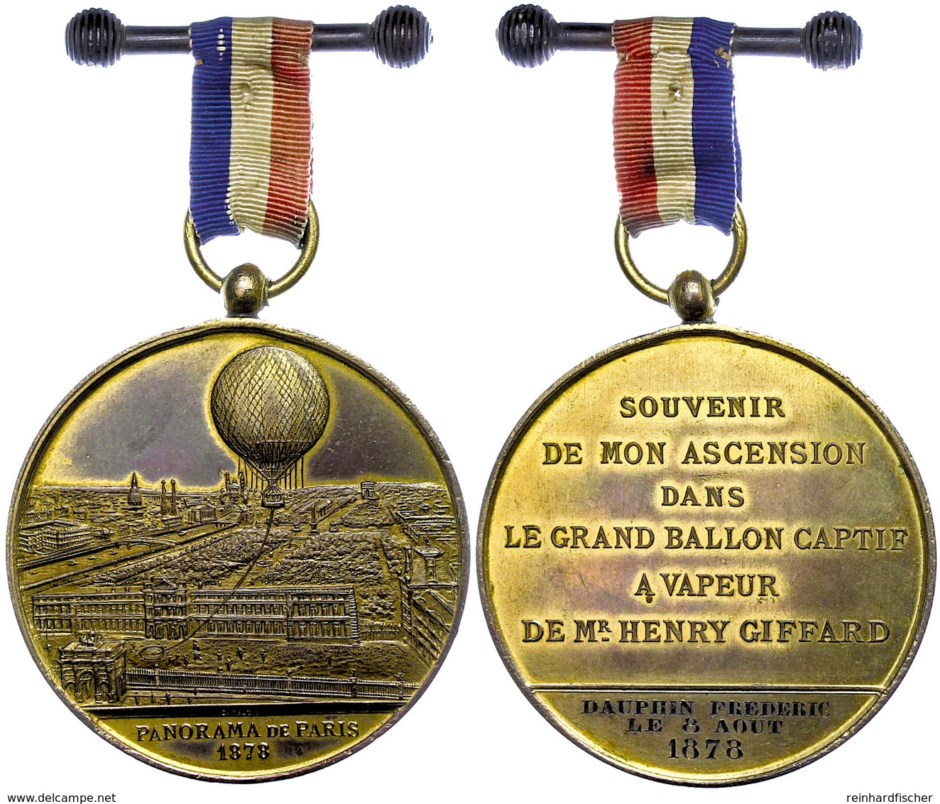 949 Frankreich, Gehenkelte Messingmedaille An Band (Dm. Ca. 51mm, Ca. 60,14g), 1878, Von C. Trotin. Av: Pariser Stadtans - Sonstige & Ohne Zuordnung