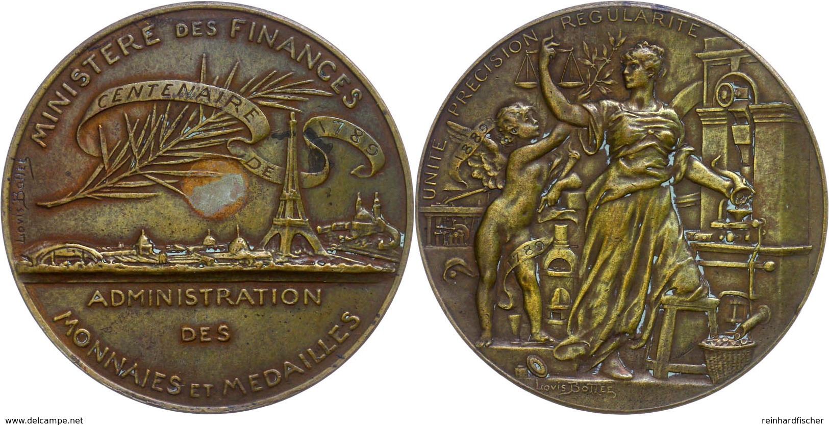 971 Frankreich, Bronzemedaille (Dm. Ca. 50,90mm, Ca. 67,22g), 1889, Von L. Bottée. Av: Weibliche Gestalt Mit Waage An Mü - Sonstige & Ohne Zuordnung