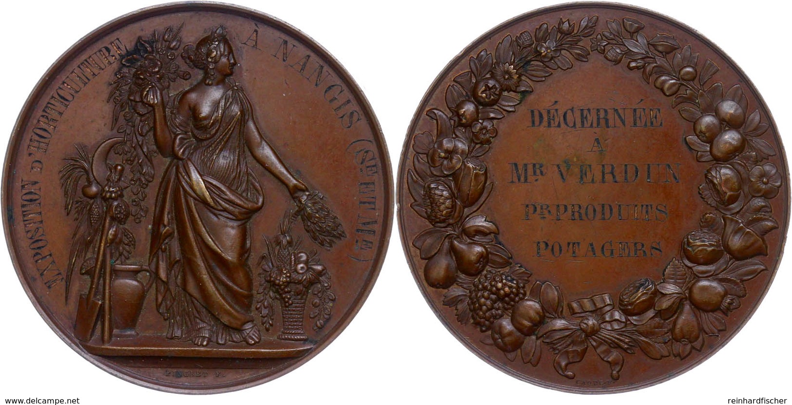 974 Frankreich, Bronzemedaille (Dm. Ca. 50,80mm, Ca. 66,04g), O.J., Von Pingret Und Caqué. Av: Stehende Weibliche Gestal - Sonstige & Ohne Zuordnung