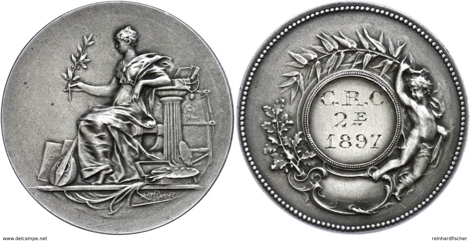 1000 Silbermedaille (Dm. Ca. 31,50mm, Ca. 15,25g), 1897, Von A. Rivet. Av: Sitzende Weibliche Gestalt Mit Zweig Nach Lin - Sonstige & Ohne Zuordnung