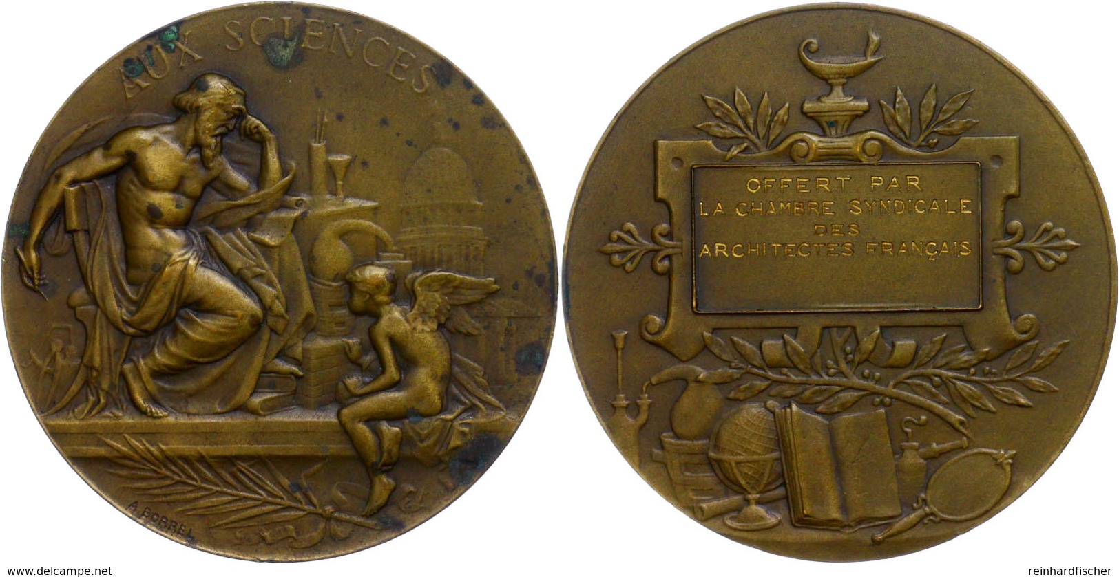 1012 Frankreich, Bronzemedaille (Dm. Ca. 50mm, Ca. 66,35g), O.J., Von A. Borrel. Av: Sitzende Männliche Gestalt Nach Rec - Sonstige & Ohne Zuordnung