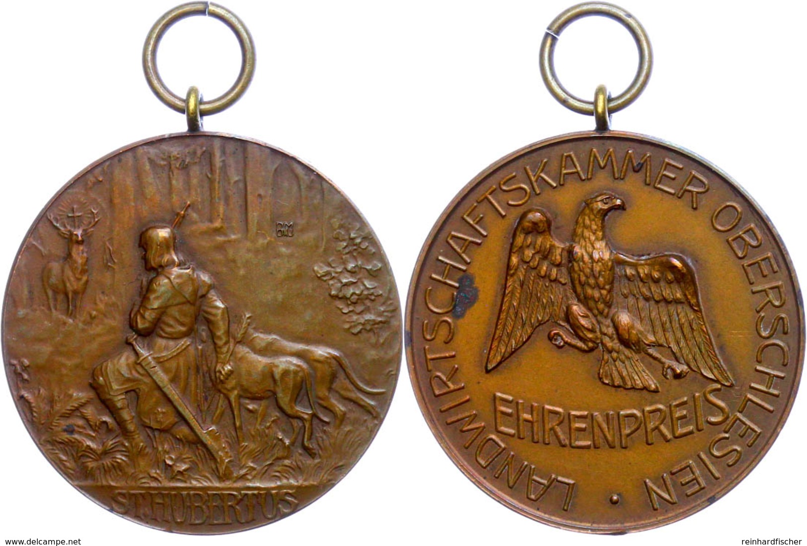 1031 Oberschlesien, Bronzemedaille (14,7 G, Ca. 35 Mm), O.J., Ehrenpreis Landwirtschaftskammer Oberschlesien, Av: Heilig - Other & Unclassified