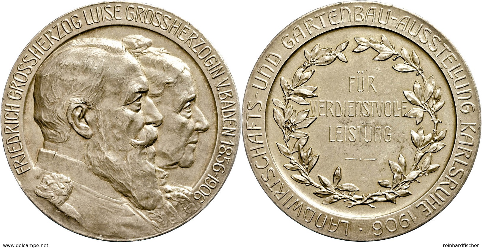 1040 Baden, Vergoldete Silbermedaille (62,91g, Durchmesser 51mm), 1906, Von R. Mayer, Zur Landwirtschafts- Und Gartenaus - Sonstige & Ohne Zuordnung