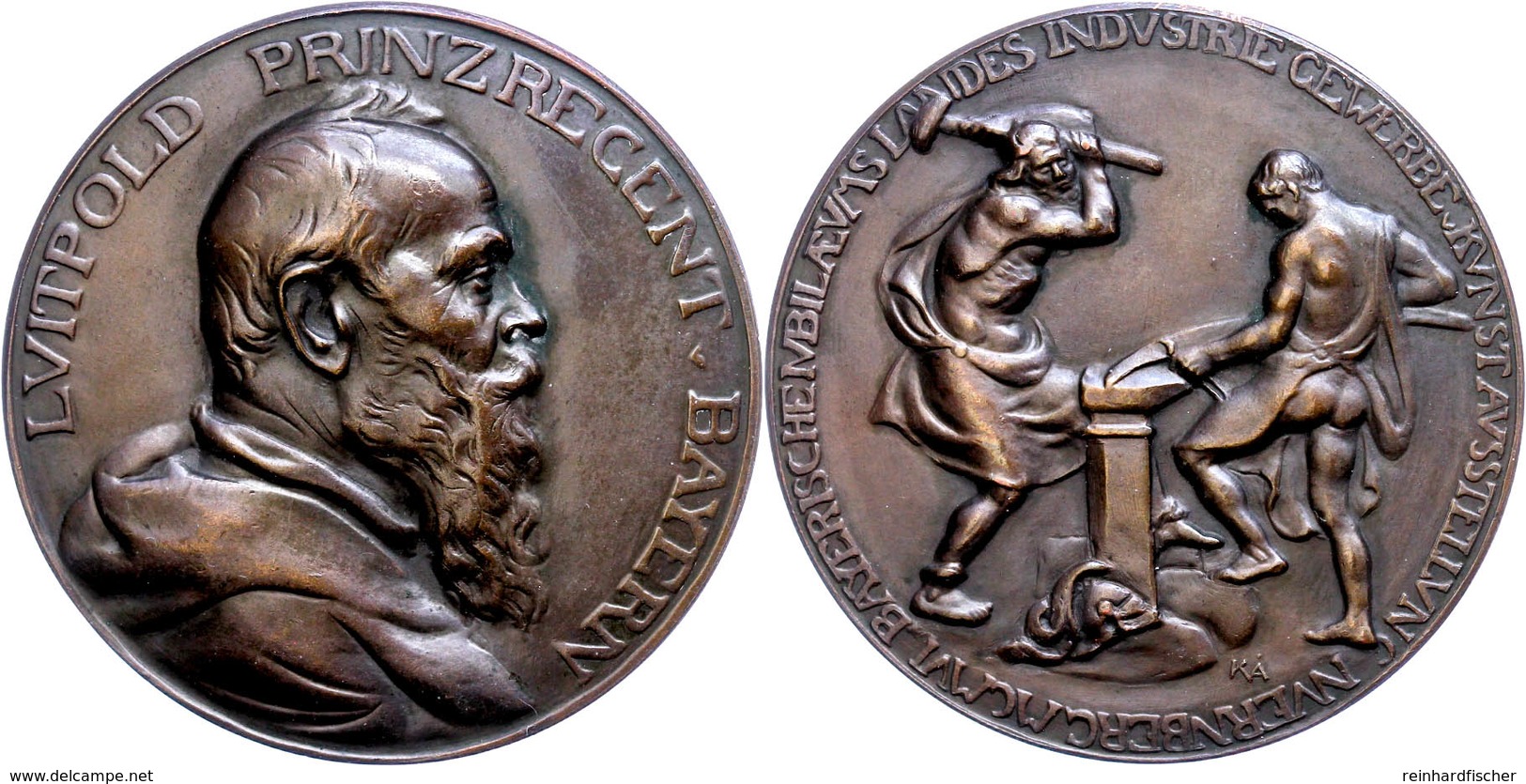 1041 Bayern, Prinzregent Luitpold, Bronzemedaille (Dm. Ca. 56,10mm, Ca. 80,30g), 1906, Von Akerberg, Preismedaille Der 3 - Andere & Zonder Classificatie