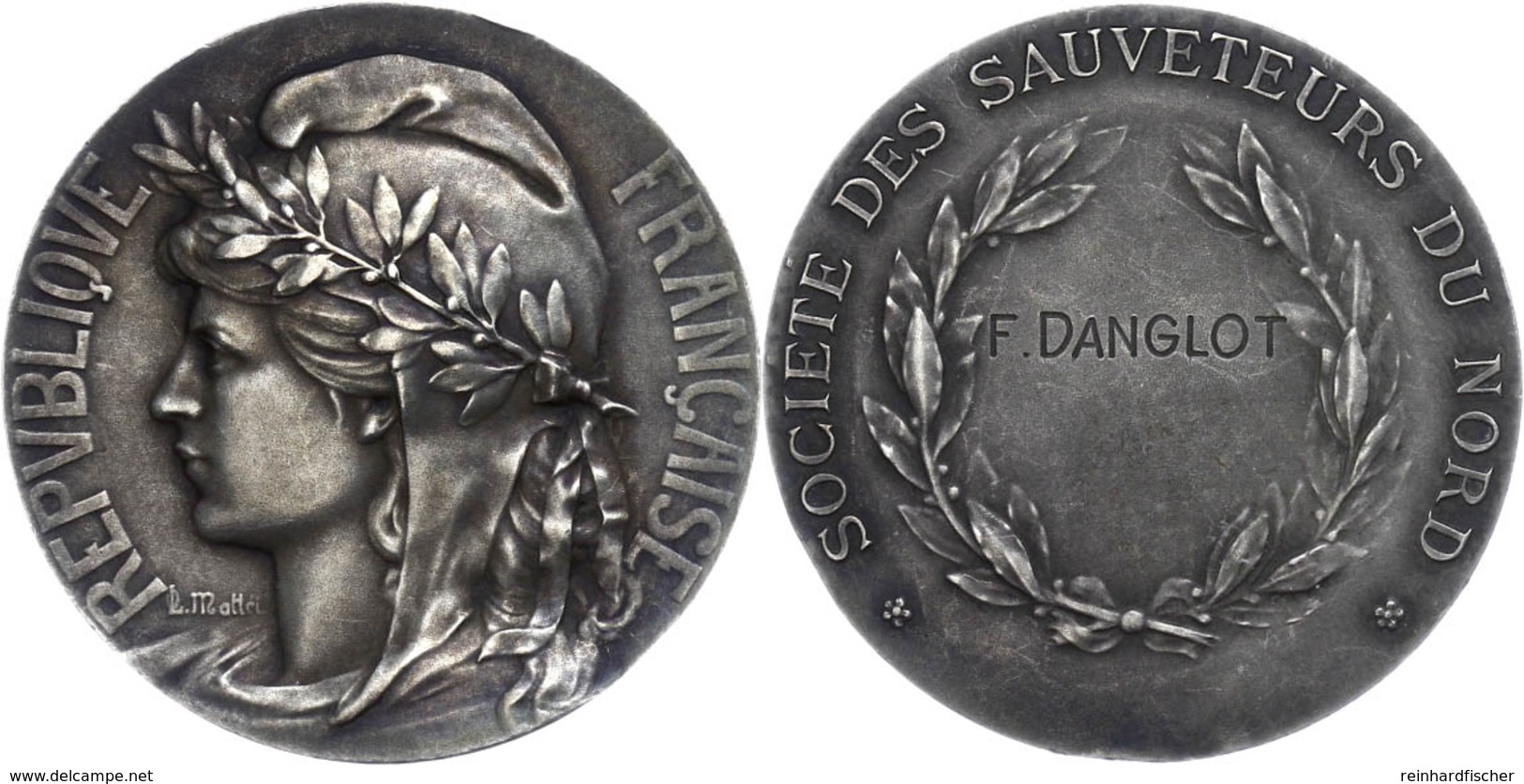 1049 Frankreich, Silbermedaille (Dm. Ca. 35,09g, Ca. 20,96g), O.J., Von Mattei. Av: Büste Der Marianne Nach Links, Darum - Andere & Zonder Classificatie