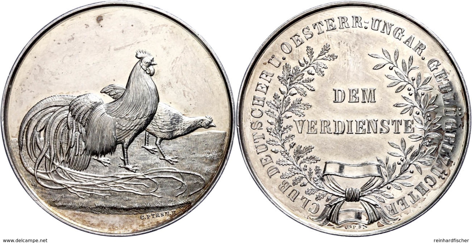 1051 Silbermedaille (Dm. Ca. 40,20mm, Ca. 32,25g), O.J., Von C. Petersen, Club Deutscher Und Österreich-ungarischer Gefl - Andere & Zonder Classificatie