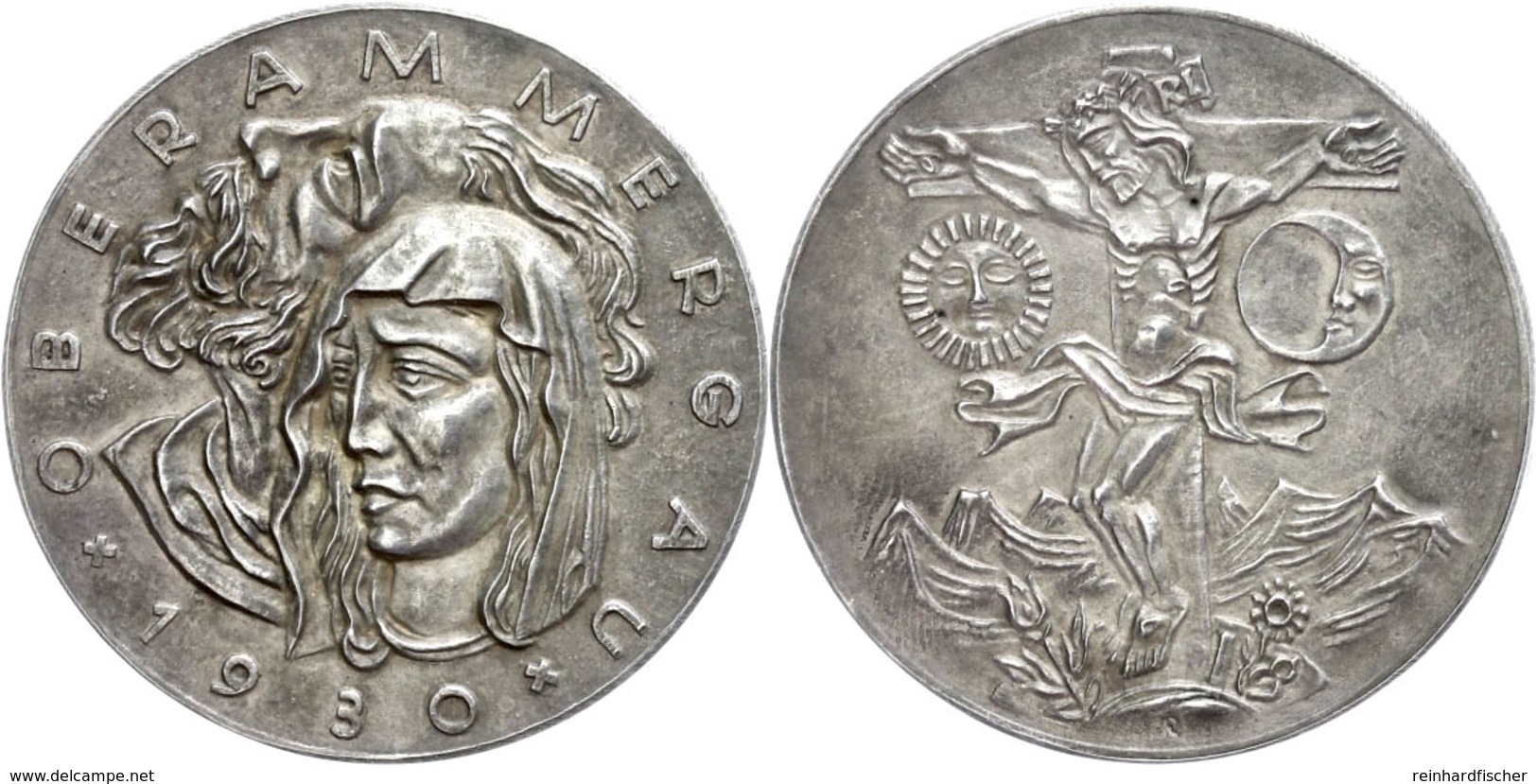 1070 Bayern, Silbermedaille (36 Mm, 20 G), 1930, Von K. Roth, Auf Die Festspiele In Oberammergau, Av: Zwei Köpfe, Rev: D - Sonstige & Ohne Zuordnung
