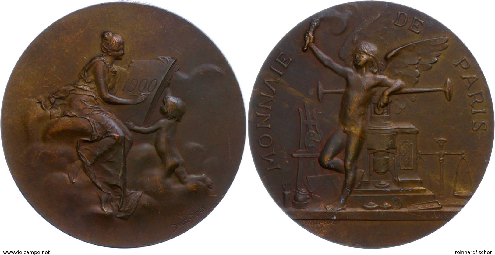 1102 Frankreich, Bronzemedaille (Dm. Ca. , Ca. ), 1900, Von D. Dupuis. Av: Sitzende Weibliche Gestalt Mit Buch In Wolken - Sonstige & Ohne Zuordnung