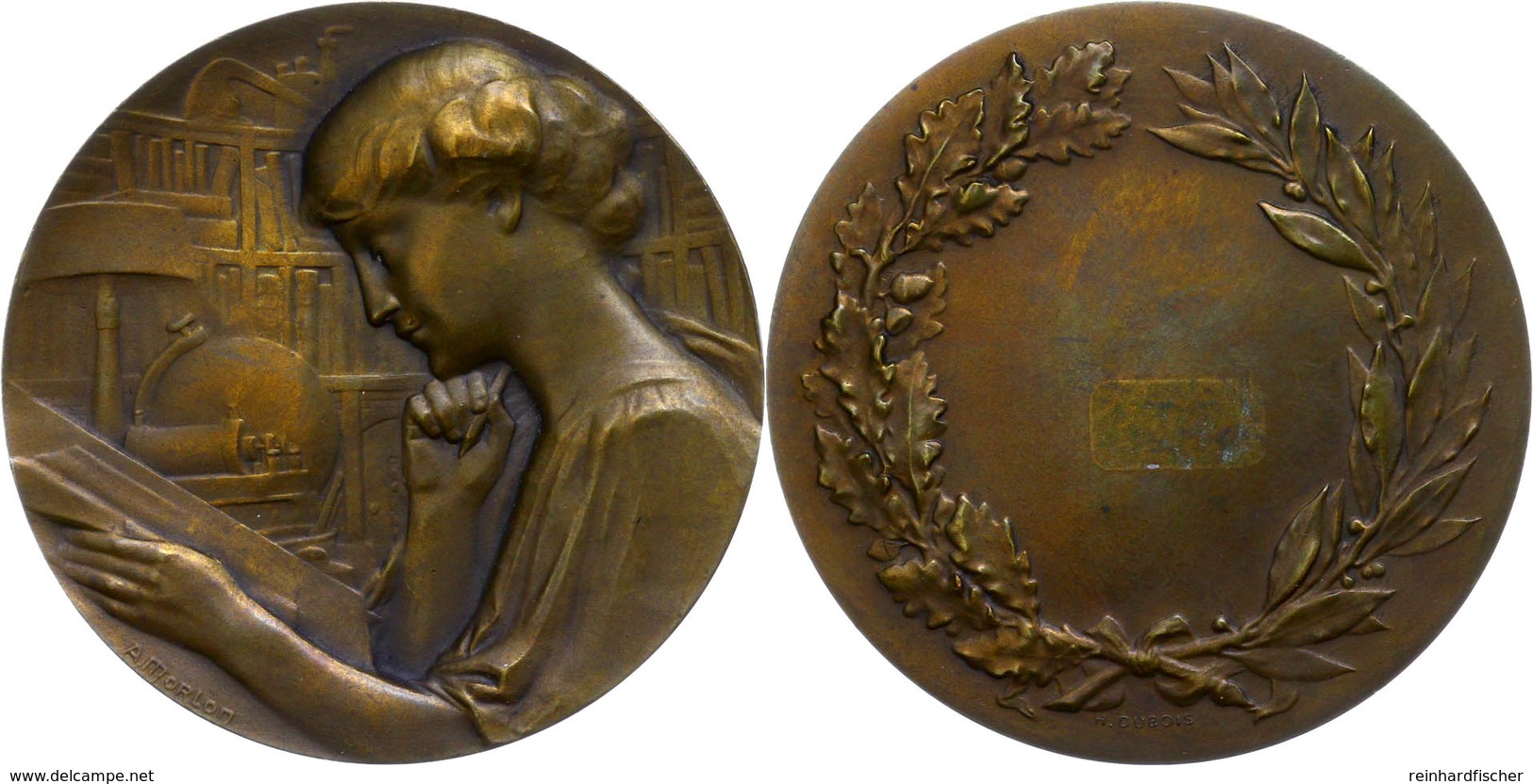 1108 Frankreich, Bronzemedaille (Dm. Ca. 59mm, Ca. 87,97g), O.J., Von A. Morlon Und H. Dubois. Av: Weibliches Brustbild  - Andere & Zonder Classificatie