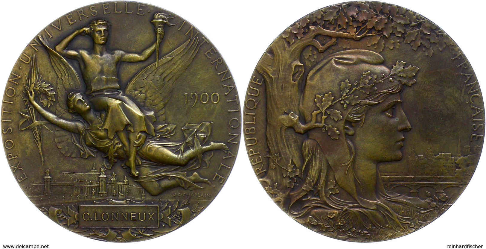 1110 Frankreich, Bronzemedaille (Dm. Ca. 64,00mm, Ca. 99,08g), 1900, C. Chaplain, Auf Die Pariser Weltausstellung. Av: K - Sonstige & Ohne Zuordnung