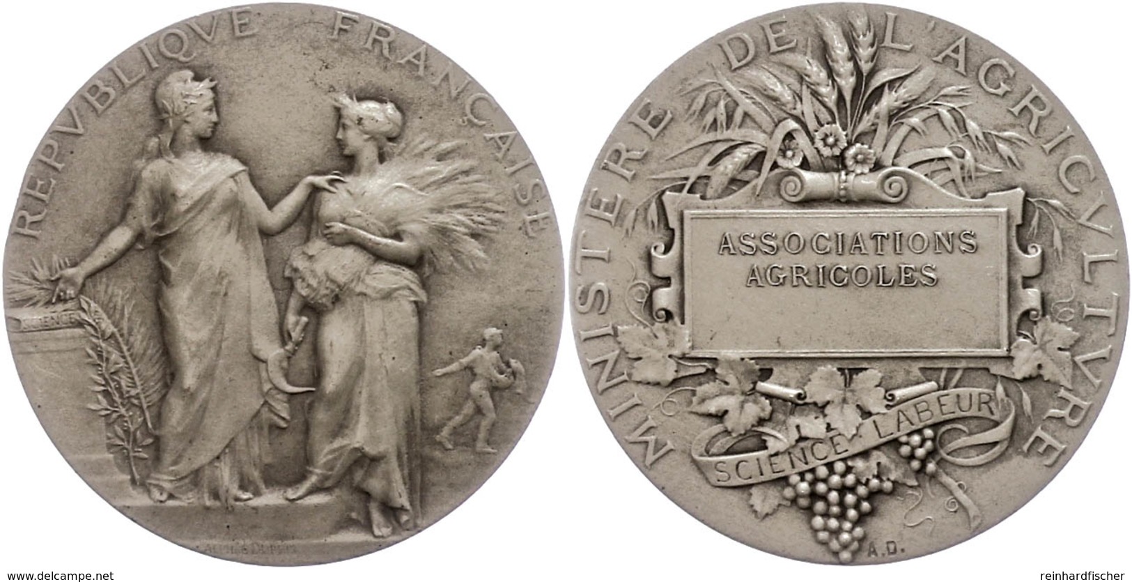 1132 Frankreich, Silbermedaille (Dm. Ca. 41mm, Ca. 37,10g), O.J., Von A. Dubois, Prämienmedaille Des Landwirtschaftsmini - Other & Unclassified