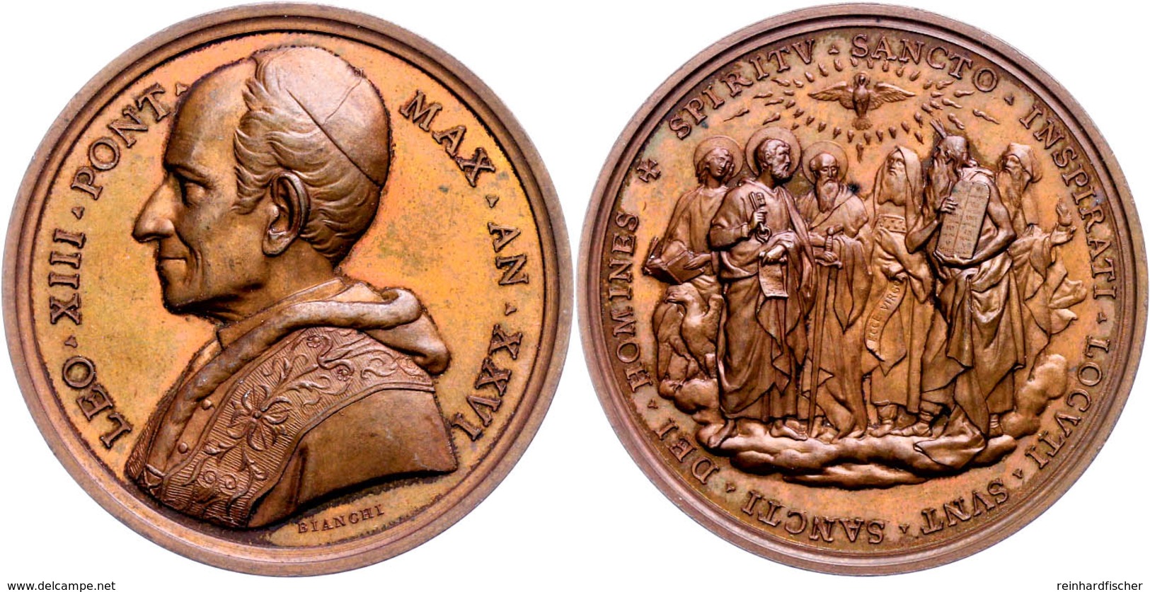 1134 Vatikan, Leo XIII., Bronzemedaille (Dm. Ca. 43,90mm, Ca. 39,26g), 1903, Auf Die Gründung Der Kommission Für Bibelst - Sonstige & Ohne Zuordnung