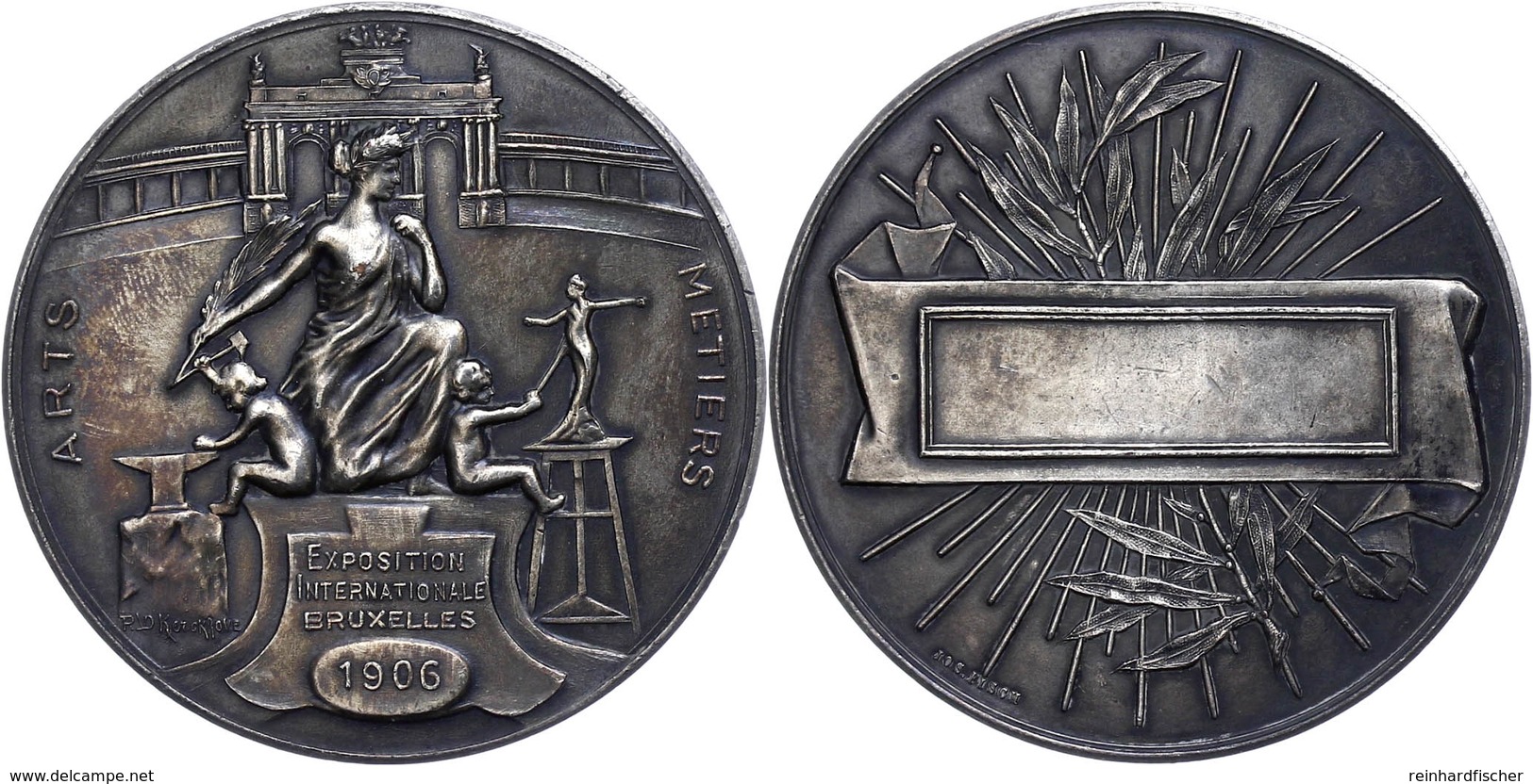 1146 Belgien, Brüssel, Versilberte Bronzemedaille (Dm. Ca. 63,50mm, Ca. 78,77g), 1906, Von Van De Kerckhove Und J. Fisch - Other & Unclassified