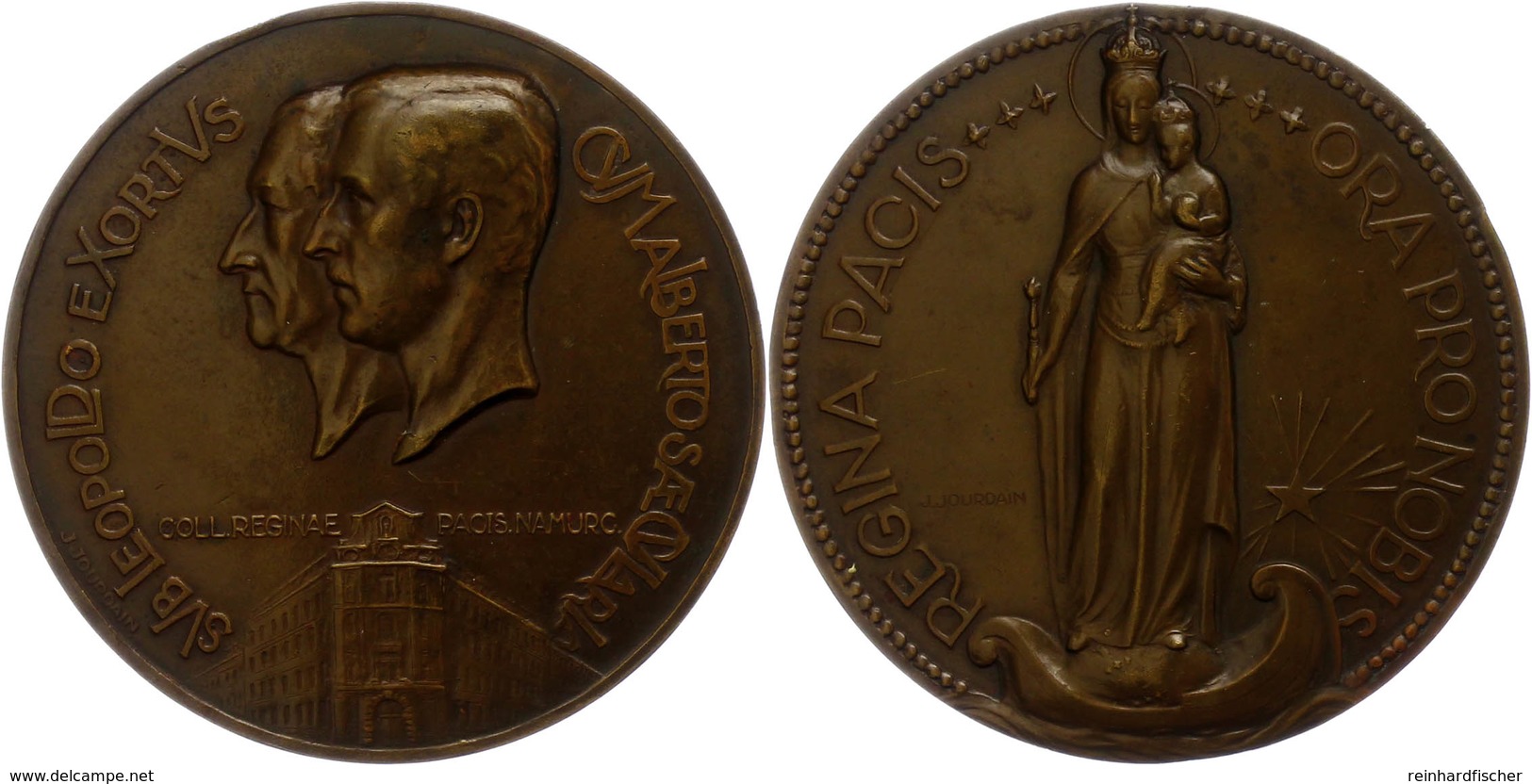 1161 Belgien, Bronzemedaille (Dm .ca. 69,90mm, Ca. 113,15g), O.J., Von J. Jourdain. Av: Doppelportrait über Gebäude Nach - Other & Unclassified