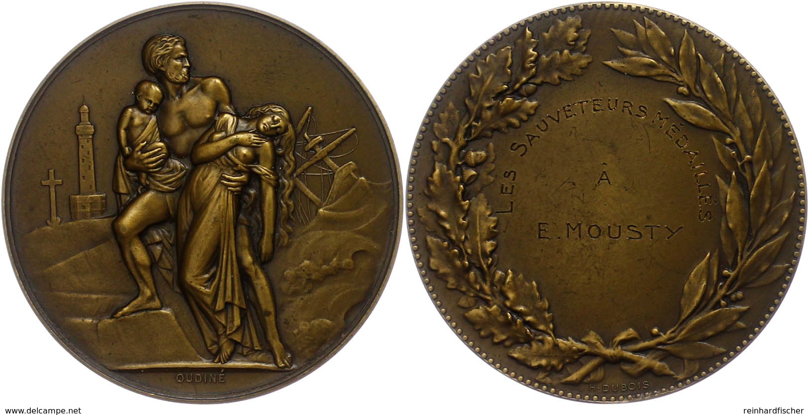 1169 Frankreich, Bronzemedaille (Dm. Ca. 50,00mm, Ca. 60,38g), O.J., Von Oudiné Und H. Dubois. Av: Rettende Männliche Ge - Sonstige & Ohne Zuordnung