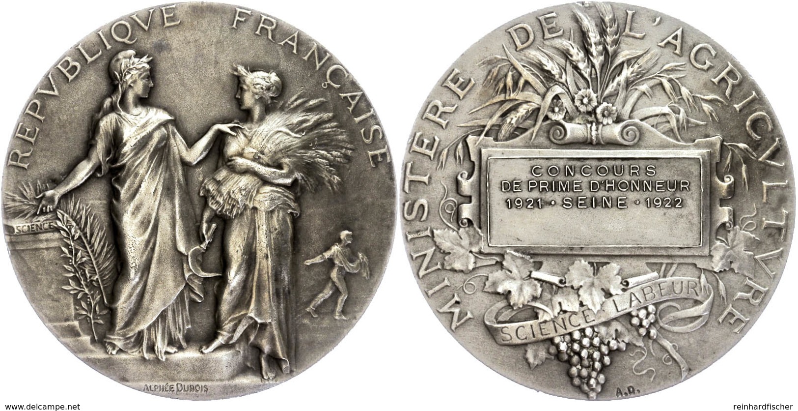 1245 Frankreich, Silbermedaille (Dm. Ca. 50mm, Ca. 60,86g), 1922, Ca. A. Dubois. Av: Stehende Weibliche Gestalt, Daneben - Sonstige & Ohne Zuordnung