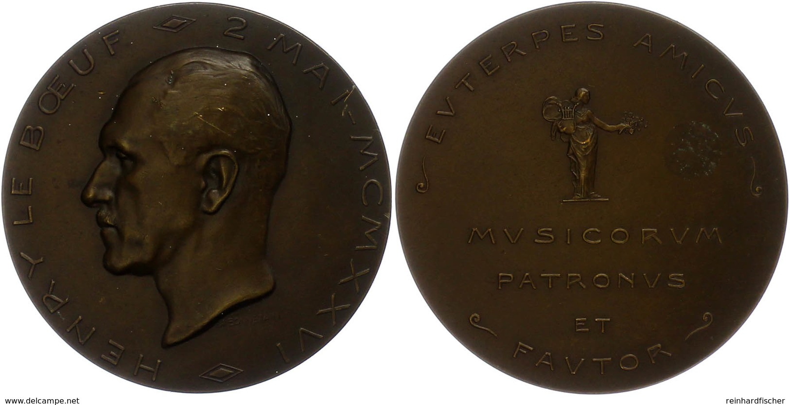 1264 Belgien, Bronzemedaille (Dm. Ca. 56,10mm, Ca. 56,39g), 1926, Von A. Bonnetain, Auf Henry Le Boeuf. Av: Kopf Nach Li - Andere & Zonder Classificatie