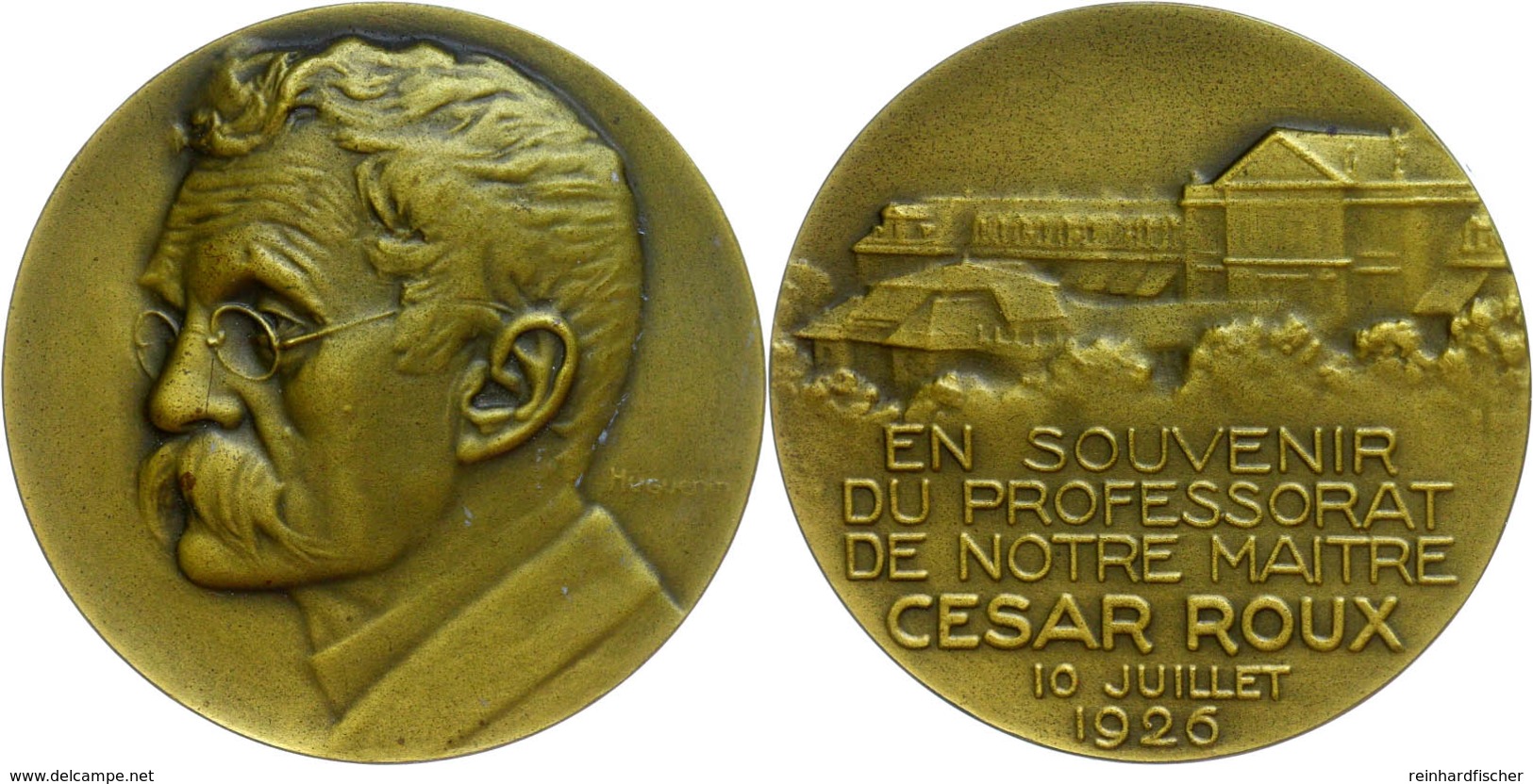 1266 Schweiz, Messingmedaille (Dm. Ca. 50mm, Ca. 55,05g), 1926, Von Huguenin, Auf Cesar Roux. Av: Kopf Nach Links. Rev:  - Sonstige & Ohne Zuordnung