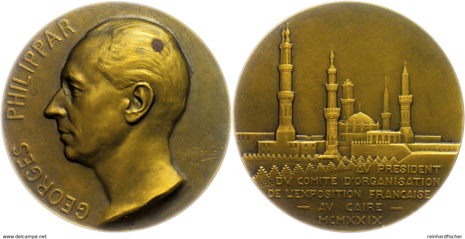 1286 Frankreich, Bronzemedaille (Dm. Ca. 68mm, Ca. 149,07g), 1930, Von A. Maillard, Auf Die Ausstellung In Kairo. Av: Ko - Andere & Zonder Classificatie