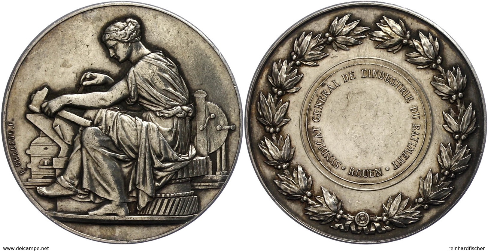 1289 Frankreich, Silbermedaille (Dm. Ca. 51,10mm, Ca. 67,11g), O.J., Von F. Chabaud. Av: Sitzende Weibliche Gestalt Zwis - Andere & Zonder Classificatie