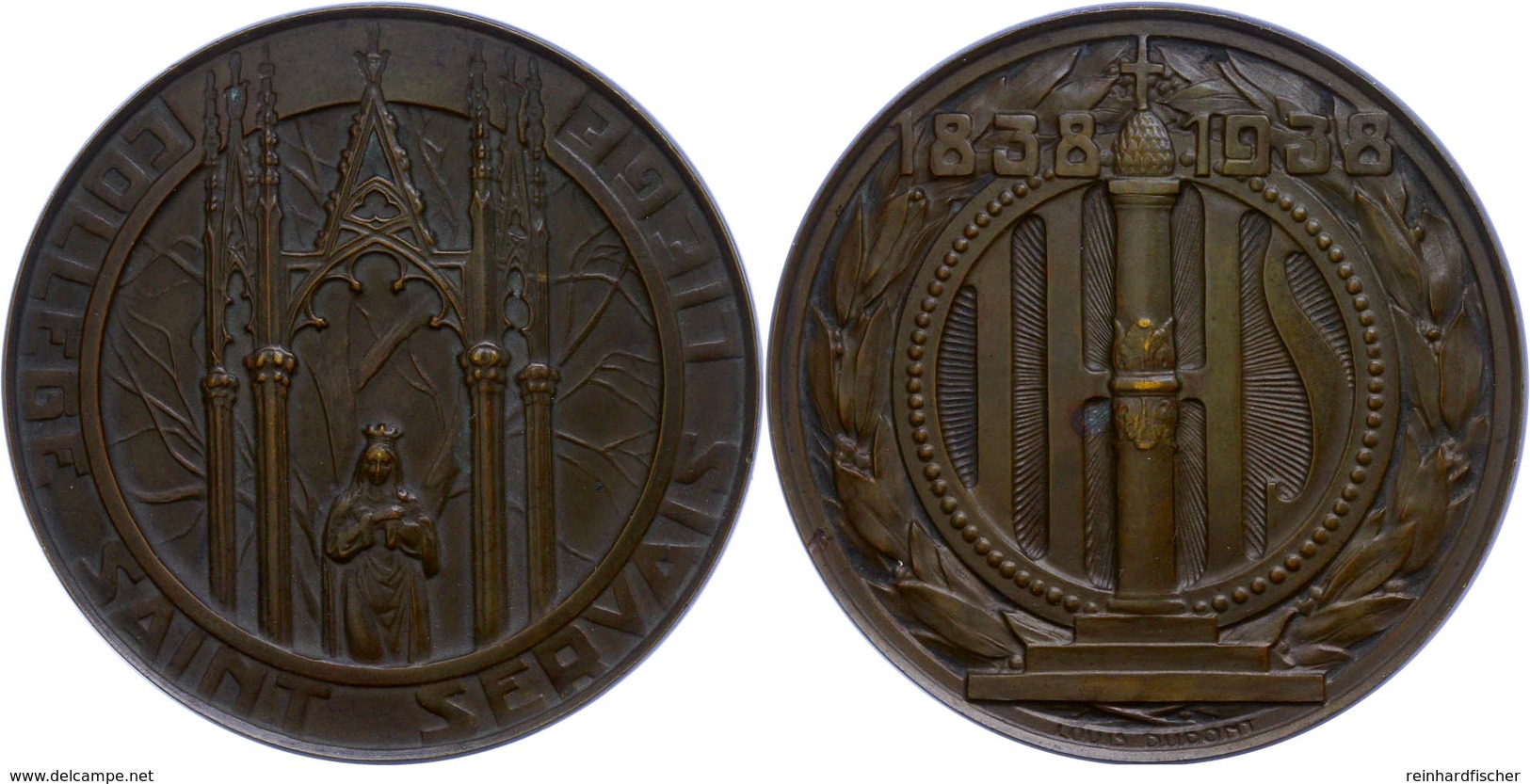 1318 Belgien, Lüttich, Bronzemedaille (Dm. Ca. 61,10mm, Ca. 106,10g), 1935, Von L. Dupont, College Saint Servais. Av: Ju - Sonstige & Ohne Zuordnung