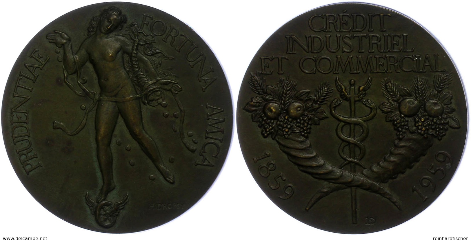 1341 Frankreich, Bronzemedaille (Dm. Ca. 59,50mm, Ca. 107,20g), 1959, Von H. Dropsy. Av: Nackte Fortuna Von Vorn, Darum  - Andere & Zonder Classificatie